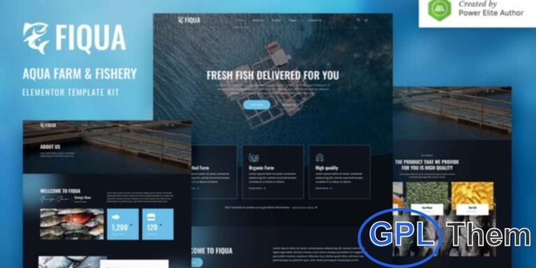 Fiqua – Aqua Farm & Fishery Services Elementor Template Kit Fiqua is a modern and fully responsive Elementor Template Kit designed for aqua farms, fish farming, and fishery service websites.