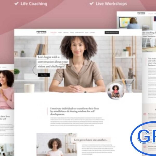 Fempire – Business Coach Elementor Template Kit Fempire is a modern and feminine Elementor Pro Template Kit designed specifically for female business coaches. Perfect for creating professional coaching websites, this kit features a clean, responsive, and pixel-perfect design that looks great on any device.