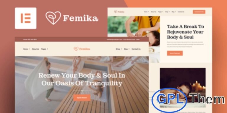 Femika – Spa Center & Wellness Elementor Template Kit Femika is a premium Elementor Template Kit designed for spa centers, wellness clinics, and relaxation businesses. Built with Elementor Pro, this kit includes WooCommerce templates for online sales and blog templates to engage your audience.