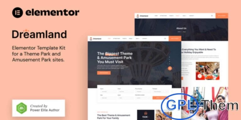 Dreamland – Amusement & Theme Park Elementor Template Kit Dreamland is a vibrant and modern Elementor Template Kit designed for amusement parks, theme parks, water parks, circuses, carnivals, and entertainment venues.