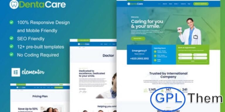 DentaCare – Dentist & Medical Elementor Template Kit DentaCare is a modern and professional Elementor Template Kit designed for dental clinics, healthcare providers, and medical professionals. Featuring 12+ pre-built templates, it offers a clean and engaging layout to showcase services, treatments, doctor profiles, and patient testimonials effectively.