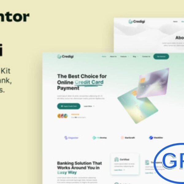 Credigi – Digital Bank & Credit Card Elementor Template Kit Credigi is a modern Elementor Template Kit designed for digital banks, credit card providers, insurance agencies, payment gateways, and fintech startups. With a clean and professional design, it helps you create a polished WordPress-based website quickly and efficiently.