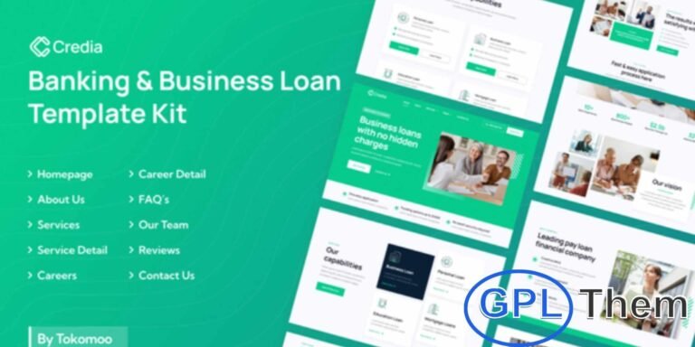 Credia – Banking & Business Loan Elementor Template Kit Credia is a modern Elementor Template Kit designed for banks, loan providers, finance companies, and consulting services. With a clean and professional design, it helps you create a trustworthy and polished website for your financial business.