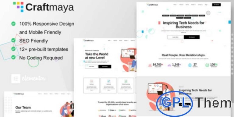 CraftMaya – IT Solutions & Services Company Elementor Template Kit CraftMaya is a modern Elementor Template Kit designed for IT solutions providers, technology companies, and digital service businesses. With 12 pre-built templates, it offers professional layouts ideal for showcasing IT services, cybersecurity solutions, software development, and technology products.
