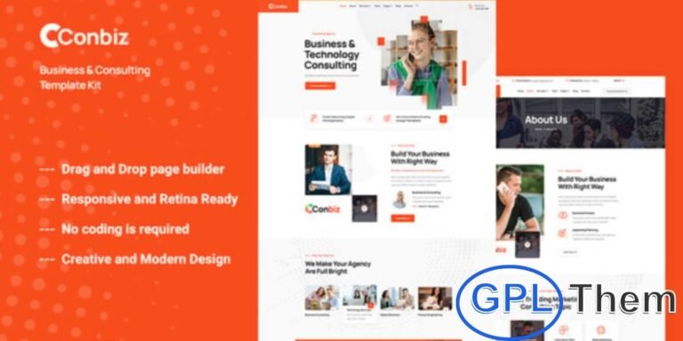 Conbiz – Consultancy & Business Elementor Template Kit Conbiz is a modern Elementor Template Kit designed for business consultants, coaching services, finance professionals, corporate firms, and digital agencies. With its clean and user-friendly design, it helps create a professional online presence that highlights services, expertise, and client success stories.