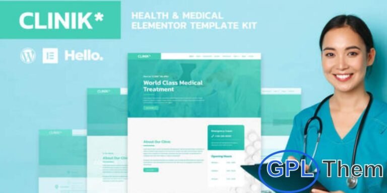 CLINIK – Hospital & Clinical Health Care Elementor Template Kit CLINIK is a clean and modern Elementor Template Kit designed for hospitals, clinics, healthcare centers, and medical organizations. With 15 pre-built templates and a global kit style, it allows you to quickly create a professional website with ease.