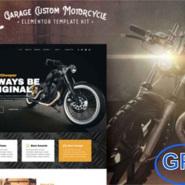 Chooper – Custom Motorcycle Garage Elementor Template Kit Chooper is a modern Elementor Template Kit designed for custom motorcycle workshops, garages, motorbike shops, and automotive service businesses. With a clean and professional layout, it helps create a sleek WordPress-based website that showcases bikes, services, and products effectively.