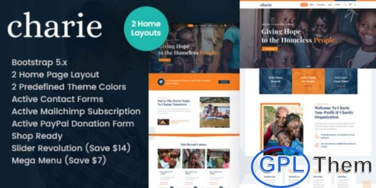 Charie – Charity & Nonprofit Elementor Template Kit Charie is a modern Elementor Template Kit designed for charities, nonprofits, crowdfunding campaigns, fundraising projects, NGOs, and donation-based organizations.