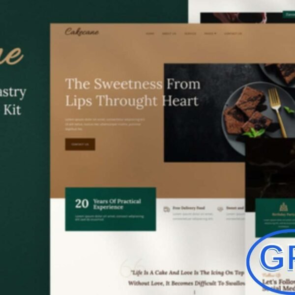 Cakecane – Cake & Pastry Elementor Template Kit Cakecane is a stylish Elementor Template Kit designed for bakeries, cake shops, pastry stores, dessert cafés, and food-related businesses. Featuring a professional and unique design, this template kit helps you showcase cakes, pastries, and dessert products beautifully.
