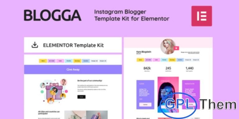 BLOGGA – Instagram Blogger Elementor Template Kit BLOGGA is a stylish Elementor Template Kit designed for Instagram bloggers, influencers, content creators, and social media managers. With bright and modern color schemes, it helps capture attention and showcase your brand in a visually engaging way.