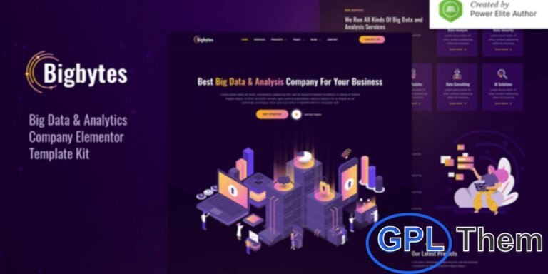 Bigbytes – Big Data & Analytics Company Elementor Template Kit Bigbytes is a modern Elementor Template Kit designed for Big Data, Analytics, and AI-focused businesses. Featuring a sleek dark-style UI, it’s ideal for Data Science services, Artificial Intelligence companies, Machine Learning solutions, Data Migration, Predictive Analytics, and Data Visualization services.
