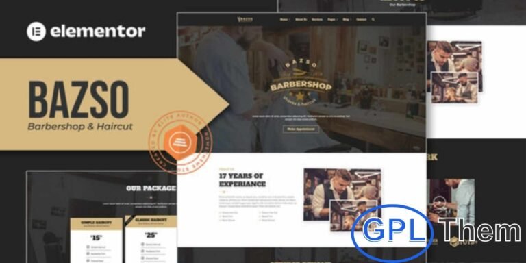 Bazso – Barbershop Elementor Template Kit Bazso is a modern Elementor Template Kit designed specifically for barbershops, hair salons, and grooming services. With a professional and stylish layout, it helps showcase haircuts, styling services, and barber portfolios effectively.