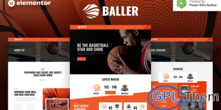 Baller – Basketball Team & Sports Club Elementor Template Kit Baller is a modern and dynamic Elementor Template Kit designed for basketball teams, sports clubs, leagues, and athletic organizations. With a sleek and sporty design, it allows you to showcase team rosters, schedules, match results, and club achievements professionally.