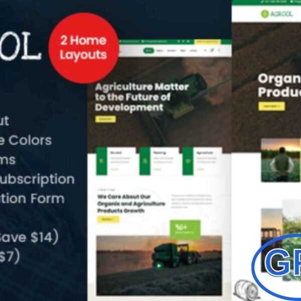 Agrool – Agriculture & Farming Elementor Template Kit Agrool is a modern Elementor Template Kit created for agriculture, farming, and eco-friendly businesses. It is perfect for organic food producers, fruit and vegetable farms, agricultural companies, and sustainable lifestyle brands.