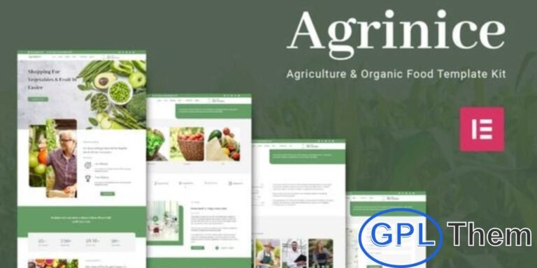 Agrinice – Agriculture & Organic Food Elementor Template Kit Agrinice is a modern Elementor Template Kit designed for agriculture, organic farming, and natural food businesses. Perfect for organic shops, fresh produce markets, and eco-friendly brands, this template kit helps you create a professional website that highlights your products and services.