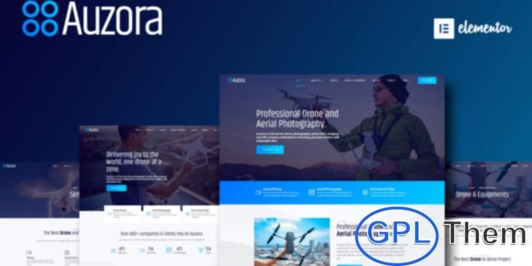 Auzora – Drone Aerial Photography Elementor Template Kit Auzora is a modern Elementor Template Kit created for drone aerial photography and videography services. It offers a sleek and professional design with 12+ pre-built templates to showcase your drone portfolio, services, and projects.