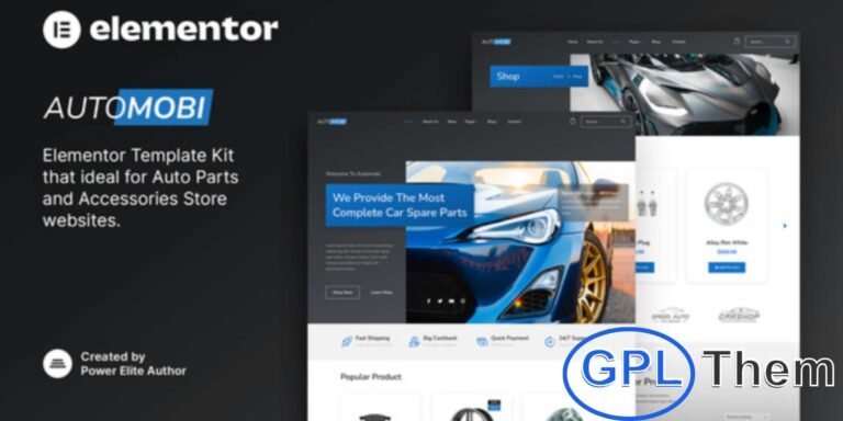 Automobi – Auto Parts Store & Accessories Elementor Template Kit Automobi is a modern Elementor Template Kit designed for Auto Parts Shops, Car Accessories Stores, and related automotive businesses. Featuring a clean and professional design, this kit helps you build a stunning WordPress-based website with ease.