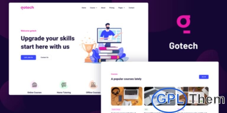 Gotech – Online Course Elementor Template Kit Gotech is a modern Elementor Template Kit designed for online learning platforms, universities, schools, training centers, and educational websites. With a clean and professional layout, this kit is perfect for showcasing courses, learning programs, instructors, and e-learning content.