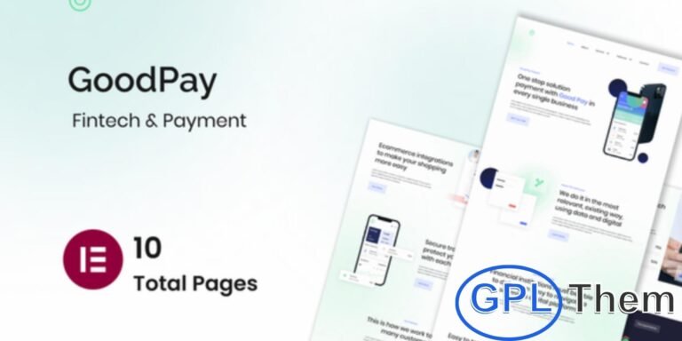 Goodpay – Fintech Elementor Template Kit Goodpay is a modern Fintech Elementor Template Kit built for finance technology services, e-wallet platforms, payment solutions, banking, and related businesses. Featuring a clean and professional design, this template kit makes it easy to create a fully responsive and user-friendly financial services website.