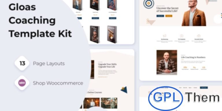 Gloas – Life Coach & Online Courses Elementor Template Kit Gloas is a versatile Elementor Template Kit designed for life coaches, speakers, mentors, trainers, and therapy professionals. Perfect for promoting online courses, coaching services, workshops, and consultations, this kit helps individuals and businesses in the coaching industry build a professional and engaging website with ease.