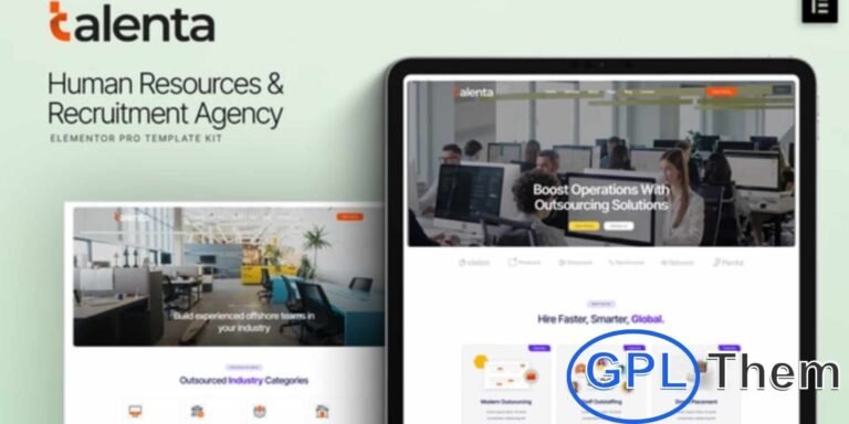 Talenta – Human Resources & Recruitment Agency Elementor Template Kit Talenta is a modern Elementor Template Kit designed for human resources, recruitment agencies, staffing solutions, talent acquisition, and employment service websites.