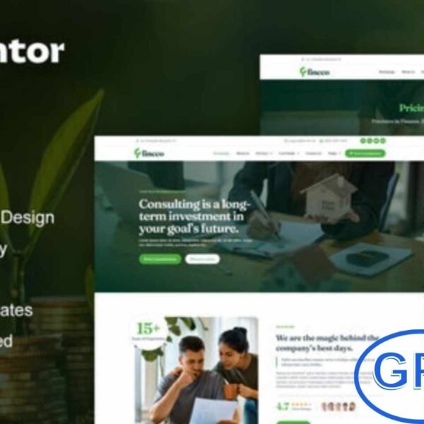 Fincco – Finance & Investment Company Elementor Pro Template Kit Fincco is a professional Elementor Pro Template Kit designed for Finance and Investment Company websites. It’s perfect for creating modern, responsive, and visually appealing sites for Financial Advisors, Investment Firms, Accountants, Insurance Agencies, and Business Consultants.