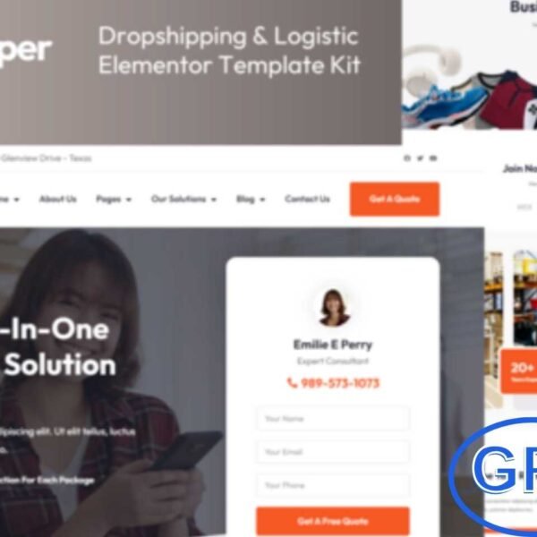 Dropper – Dropshipping & Logistic Elementor Pro Template Kit Dropper is a modern Elementor Pro Template Kit designed for dropshipping, logistics, and eCommerce businesses. It includes a complete set of pre-built templates tailored for resellers, warehouses, shipping services, and online stores.