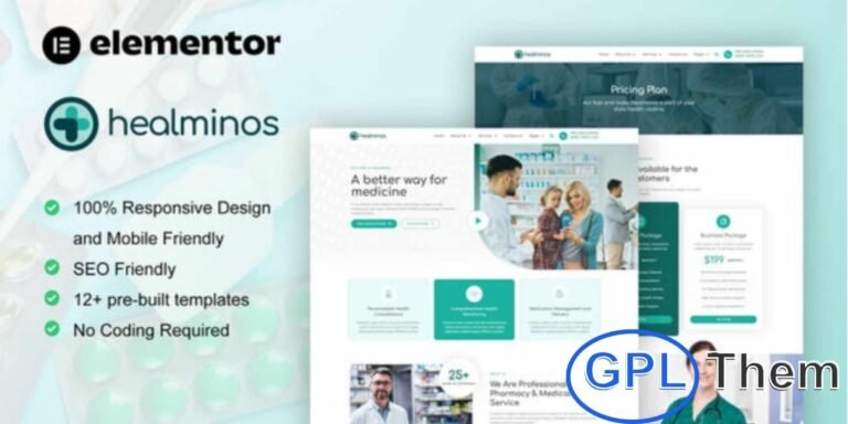 Healminos – Pharmacy & Medical Service Elementor Template Kit Healminos is a modern and professional Elementor Template Kit designed for pharmacies, medical clinics, healthcare centers, and pharmaceutical businesses.