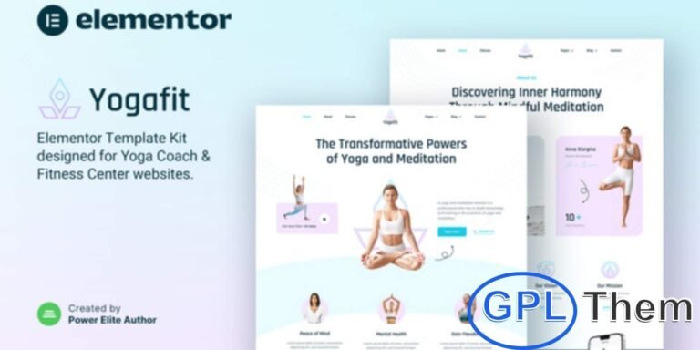 Yogafit – Yoga & Meditation Teacher Elementor Template Kit Yogafit is a beautifully designed Elementor Template Kit created for yoga teachers, meditation coaches, yoga studios, and wellness businesses. With its clean, modern, and professional design, this template kit helps you build a stunning WordPress-based website with ease.
