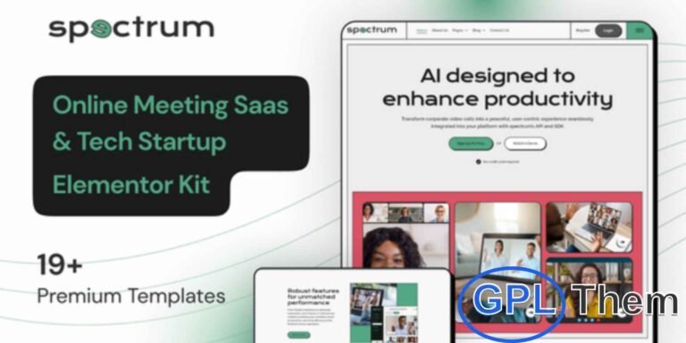 Spectrum – Online Meeting SaaS Elementor Pro Template Kit Spectrum is a modern Elementor Pro Template Kit designed for online meeting SaaS platforms, tech startups, and virtual conference services.