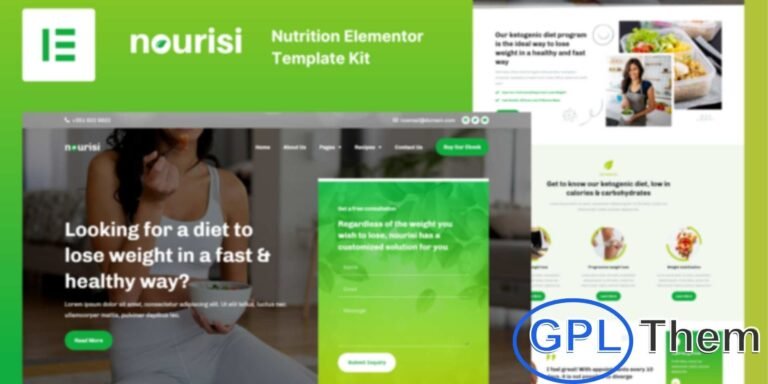 Nourisi – Nutrition Elementor Pro Template Kit Nourisi is a modern and stylish Elementor Pro Template Kit designed specifically for nutrition, diet, and healthy lifestyle websites.