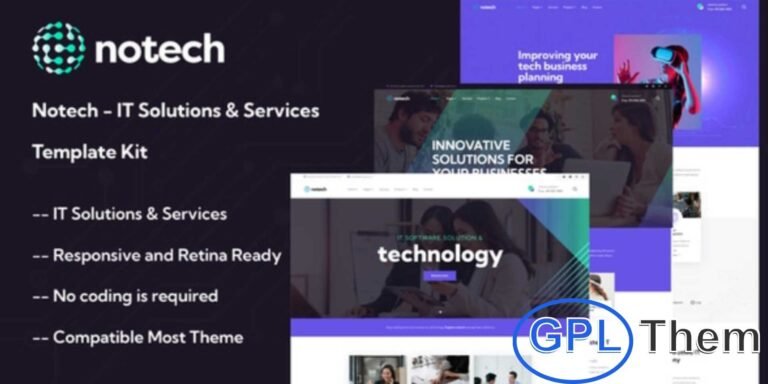 Notech – IT Solutions & Services Elementor Template Kit Notech is a modern and professional Elementor Template Kit designed for IT solutions, technology, cyber security, SaaS, software, startups, and tech service companies.