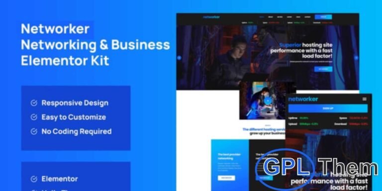 Networker – Business & Hosting Services Elementor Template Kit Networker is a professional Elementor Template Kit designed for business services and hosting companies. Optimized for Elementor and the free Hello Elementor theme, this kit provides a modern, clean, and fully responsive layout.