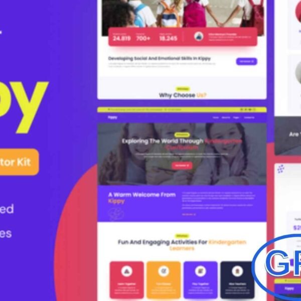 Kippy – Kindergarten Elementor Pro Template Kit Kippy is a bright and engaging Elementor Pro Template Kit designed for kindergarten, preschool, and kids’ education websites. It features 12+ beautifully crafted pages with colorful visuals and creative layouts, perfect for showcasing your school’s programs and activities.