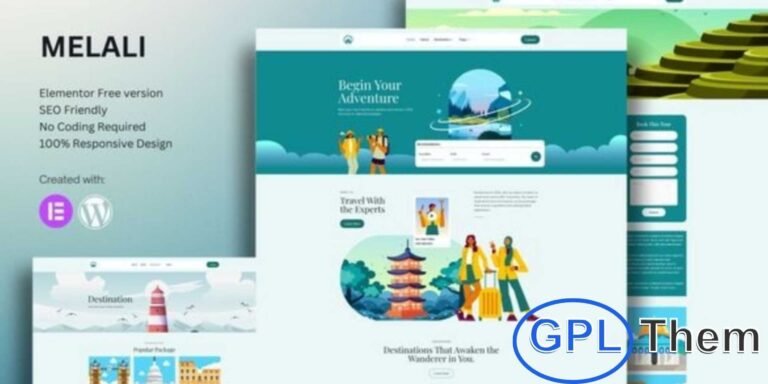 Melali – Tour & Travel Agency Elementor Template Kit Melali is a modern Elementor Template Kit designed for tour operators, travel agencies, and holiday service websites. Featuring clean, responsive, and visually appealing layouts, Melali makes it easy to showcase travel packages, destinations, and services.