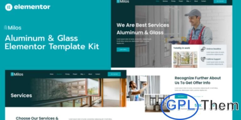 Milos – Aluminum & Glass Elementor Pro Template Kit Milos is a modern and professional Elementor Pro Template Kit designed for aluminum and glass service providers, companies, and contractors.