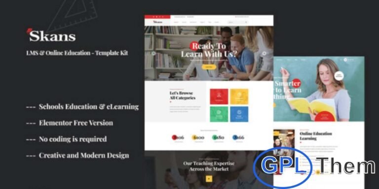 Skans – Learning & Online Education Elementor Template Kit Skans is a colorful, modern, and fully responsive Elementor Template Kit designed for online education websites. Perfect for schools, universities, colleges, academies, training centers, language institutes, and e-learning platforms.