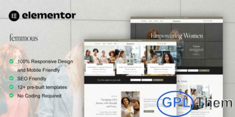 Femmous – Modern Feminine Blog Elementor Template Kit Femmous is a beautifully crafted Elementor Pro Template Kit designed for modern feminine blogs, lifestyle magazines, and online publications. With its elegant and clean layout, Femmous is perfect for creating websites related to fashion, beauty, travel, wellness, tutorials, or personal stories.
