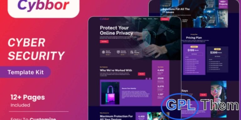 Cybbor – Cyber Security Services Elementor Template Kit Cybbor is a modern and powerful Elementor Template Kit designed specifically for cybersecurity, IT solutions, and data protection websites. Built for WordPress, this professional template kit combines sleek design with high functionality, helping you create a trustworthy and visually impressive online presence for your tech business.