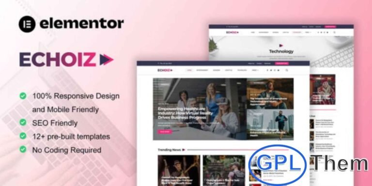 Echoiz – News & Magazine Elementor Pro Template Kit Echoiz is a modern and stylish Elementor Pro Template Kit designed for news portals, online magazines, blogs, and editorial websites. With its clean, professional, and fully responsive layout, Echoiz helps you create a visually engaging platform to share articles, stories, and tutorials with ease.