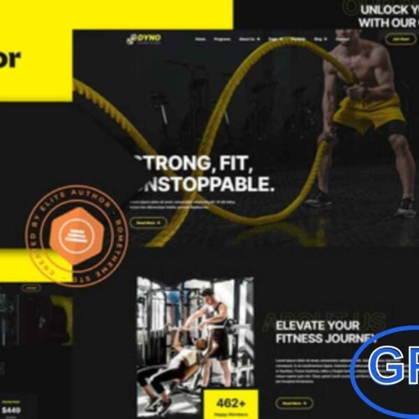 Dyno – Fitness Gym Elementor Pro Template Kit Dyno is a powerful and modern Elementor Pro Template Kit designed specifically for fitness centers, gyms, personal trainers, and health clubs. With its clean, energetic, and fully responsive design, Dyno helps you create a professional fitness website that highlights your classes, services, trainers, and membership plans with ease.