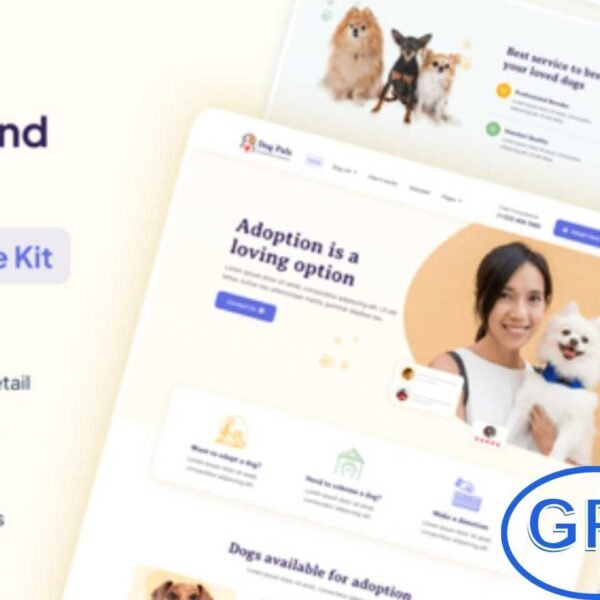 Dog Pals – Dog Breeder & Adoption Elementor Template Kit Dog Pals is a modern and stylish Elementor Template Kit designed for dog breeders, pet adoption centers, kennels, and dog care services. With its clean and professional layout, this kit helps you build a beautiful website that showcases your pets, adoption programs, and care services effortlessly.