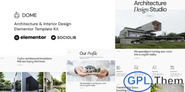 Dome – Architecture & Interior Design Elementor Template Kit Dome is a modern and stylish Elementor Template Kit designed to help you quickly create professional websites for architecture, interior design, and construction businesses using the Elementor Page Builder plugin for WordPress.