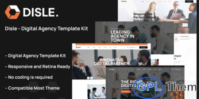 Disle – Digital Agency Elementor Template Kit Disle is a modern and clean Elementor Template Kit designed for creating professional websites for digital agencies, marketing firms, creative studios, web agencies, startups, finance, and consulting businesses. Built with precision and style, Disle helps you establish a strong online presence that reflects innovation and professionalism.