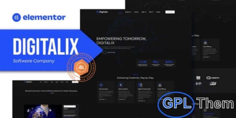 Digitalix – Software Company Elementor Pro Template Kit Digitalix is a modern and professional Elementor Pro Template Kit crafted specifically for software companies, SaaS platforms, digital agencies, and tech startups. With a sleek and responsive design, this kit helps you build a powerful online presence that showcases your services, products, and innovations effortlessly.