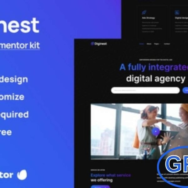 Diginest – Digital Agency Services Elementor Template Kit Diginest is a modern and clean Elementor Template Kit designed specifically for digital agency service websites. With its simple yet stylish layout, it’s perfect for creative agencies, marketing firms, freelancers, designers, and online portfolios looking to build a professional web presence with ease.