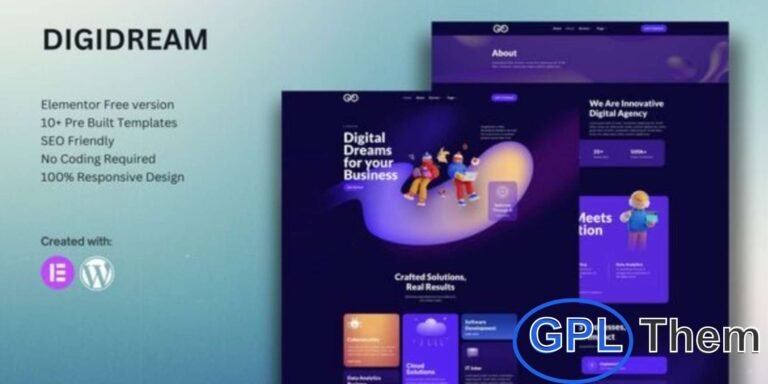 Digidream – IT Solutions Company Elementor Template Kit Digidream is a modern and professional Elementor Template Kit designed for IT solutions companies, tech startups, and digital service providers. Built for the Elementor Free version, this kit offers a clean, sleek, and responsive design that helps you create a high-quality website with ease.
