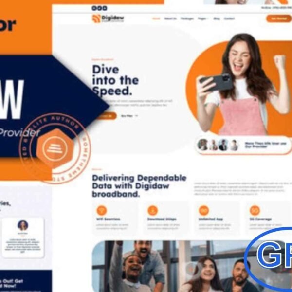 Digidaw – Broadband Internet Services Provider Elementor Template Kit Digidaw is a modern and professional Elementor Template Kit designed specifically for Broadband Internet Service Providers, Telecom Companies, and Network Solutions businesses. With its clean, responsive, and high-performing layout, Digidaw helps you build a professional website in just minutes using the Elementor Page Builder—no coding required.