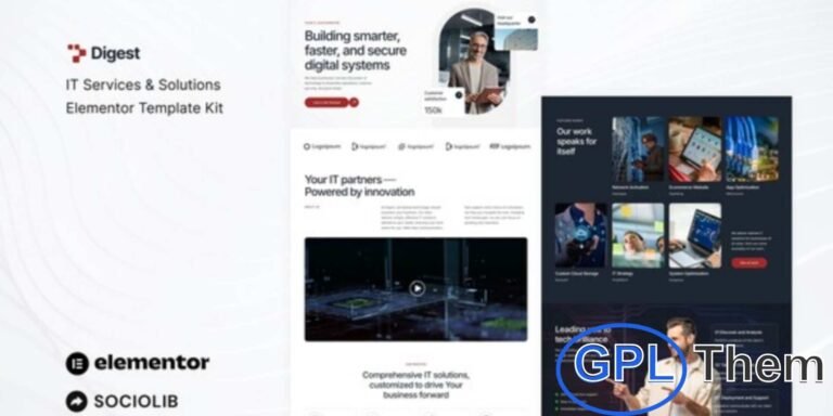 Digest – IT Services & Solutions Elementor Template Kit Digest is a modern and professional Elementor Template Kit built for creating IT services, technology solutions, and cybersecurity websites with ease. Perfect for tech agencies, startups, IT support providers, hosting companies, cloud solution experts, and network management firms, this kit helps you establish a strong digital presence effortlessly.