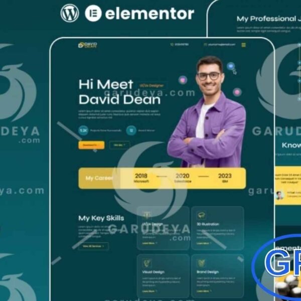 DavidDean – Personal Portfolio & Resume Elementor Template Kit DavidDean is a modern and professional Elementor Template Kit designed for creating personal portfolios, resumes, and CV websites. Perfect for freelancers, designers, developers, and professionals, it helps you showcase your skills, experience, and achievements in a visually appealing way.